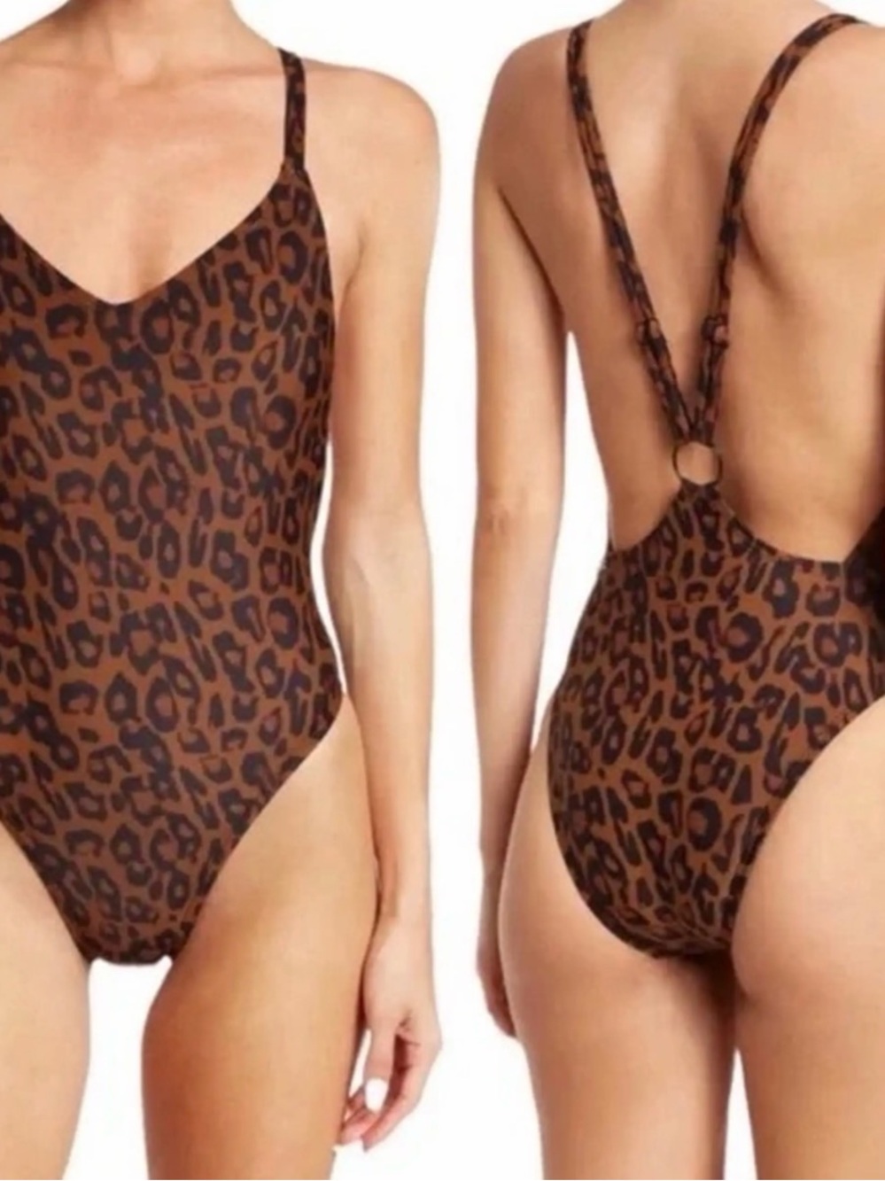 Kendall & Kylie Black and Orange Animal-Print Swimwear